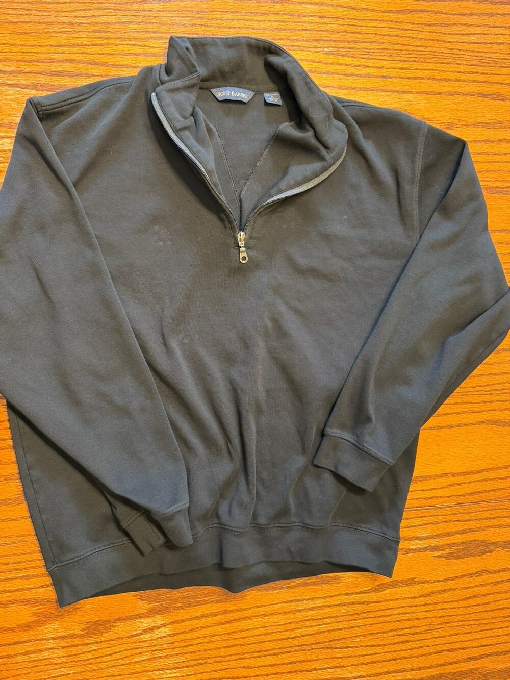 Scott Barber Sweater Mens XL Black Pima Cotton Pullover Sweatshirt 1/4 Zip Peru